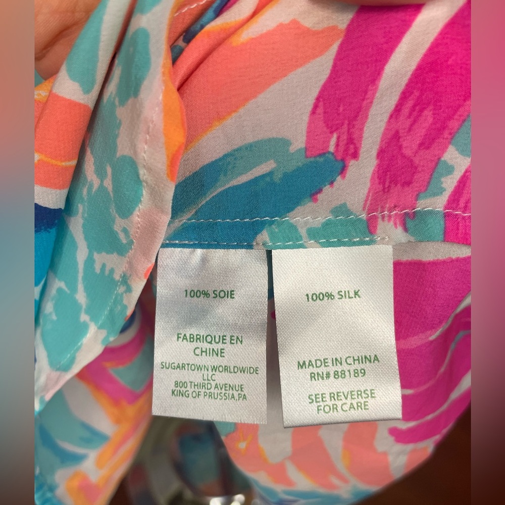 Lilly Pulitzer Women's Medium Alyssa Silk Pineapple Sleeveless Tank - Picture 3 of 7